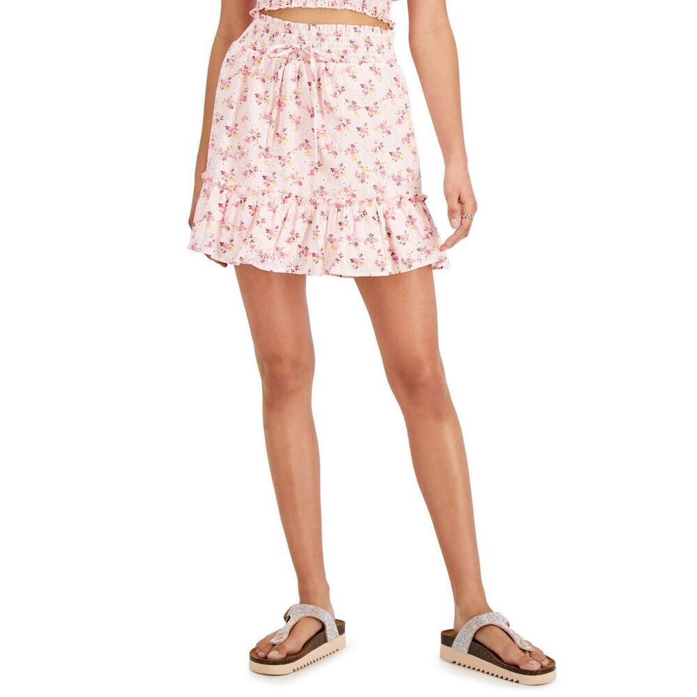 Juniors Womens Short Floral Print Mini Skirt Size L